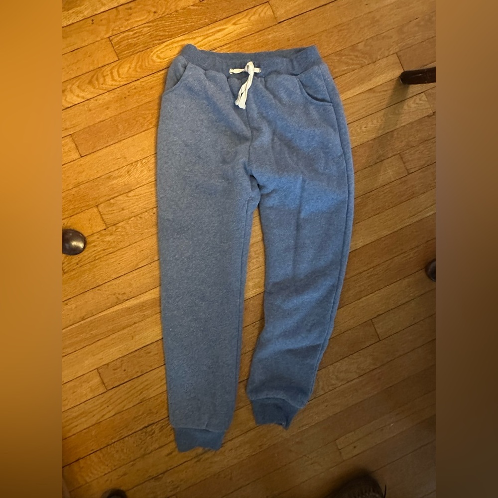 Fuzzy lined blue sweatpants